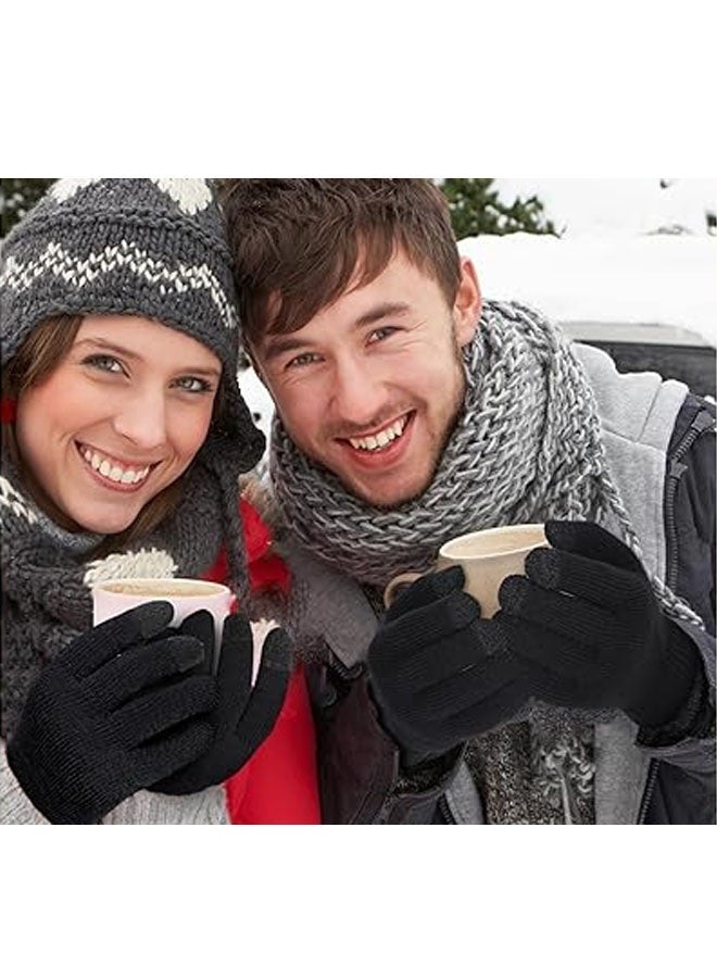 Winter Gloves for Men Knit Warm Lining Cold Weather Gloves with Anti Slip Grips Touch Screen Texting Mittens - Image 3
